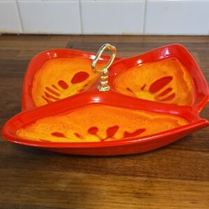 MCM Red and Orange Ceramic Serving Dish
